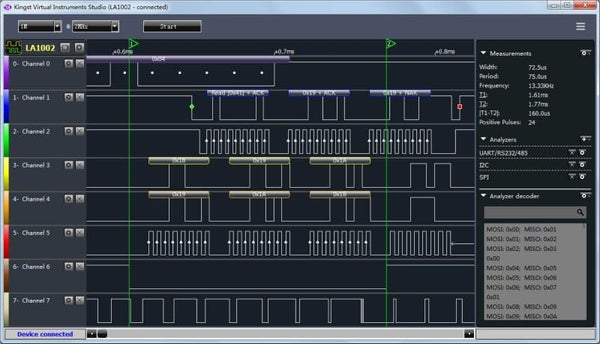 Planet Gates Kingst  LA1010 USB  Logic Analyzer    100M max sample rate,16Channels,10B samples, MCU,ARM,FPGA debug tool english software