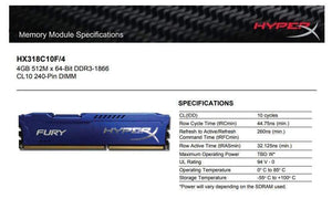Planet Gates Kingston HyperX FURY 4GB 8GB 512M x 64-Bit DDR3-1866 1600  240-Pin DIMM