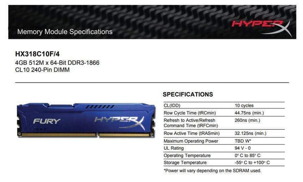 Planet Gates Kingston HyperX FURY 4GB 8GB 512M x 64-Bit DDR3-1866 1600  240-Pin DIMM