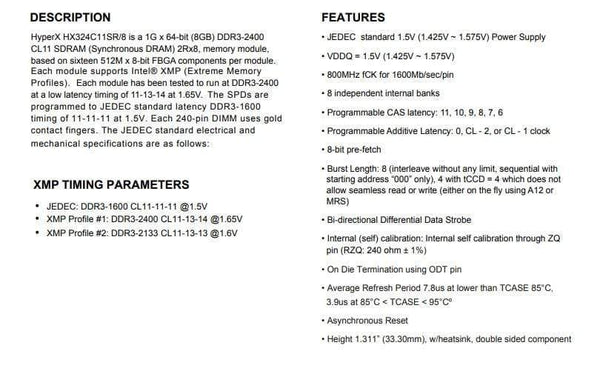 Planet Gates Kingston HyperX Savage Memory RAM DDR3 4G 8G 1600MHz 1866MHz 2133MHz 2400MHz 4GB 8GB   1.5v pc3-12800 240-Pin DIMM For desktop