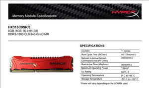 Planet Gates Kingston HyperX Savage Memory RAM DDR3 4G 8G 1600MHz 1866MHz 2133MHz 2400MHz 4GB 8GB   1.5v pc3-12800 240-Pin DIMM For desktop