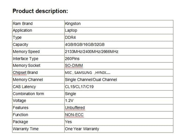 Planet Gates Kingston Memory RAM DDR4  4GB 8GB 16GB 32GB 2133MHz 2400MHz 2666MHz PC4-19200S 4 gb 8 gb 16 gb 32 gb 260Pin 8GB for Laptop RAM