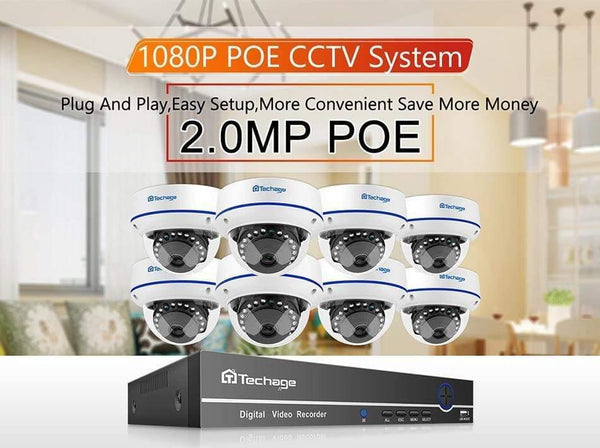 Planet Gates Kit Security Camera System 2.0MP HD Dome CCTV POE Camera IR Night Vision Video Surveillance Set