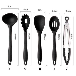 Planet Gates Kitchen Dining & Bar 10 Pcs/Set Silicone Kitchen Utensils Set Heat Resistant Non-Stick Cooking Utensil Set Silicone Kitchen Tools Set