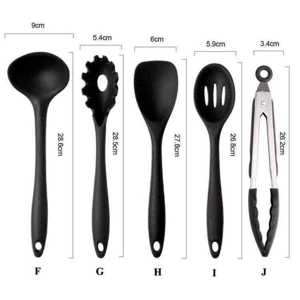 Planet Gates Kitchen Dining & Bar 10 Pcs/Set Silicone Kitchen Utensils Set Heat Resistant Non-Stick Cooking Utensil Set Silicone Kitchen Tools Set