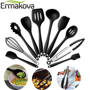 Planet Gates Kitchen Dining & Bar 10 Pcs/Set Silicone Kitchen Utensils Set Heat Resistant Non-Stick Cooking Utensil Set Silicone Kitchen Tools Set