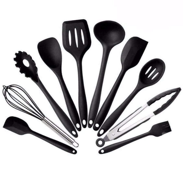 Planet Gates Kitchen Dining & Bar 10 Pcs/Set Silicone Kitchen Utensils Set Heat Resistant Non-Stick Cooking Utensil Set Silicone Kitchen Tools Set