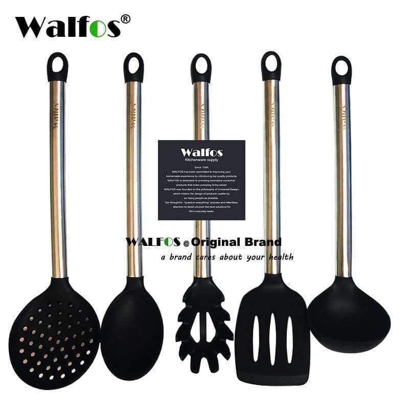 Planet Gates Kitchen Dining & Bar 100% FOOD GRADE silicone cooking spoon soup ladle-egg spatula turner kitchen tools Stainless Steel Cooking Utensil Set