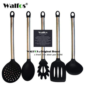 Planet Gates Kitchen Dining & Bar 100% FOOD GRADE silicone cooking spoon soup ladle-egg spatula turner kitchen tools Stainless Steel Cooking Utensil Set