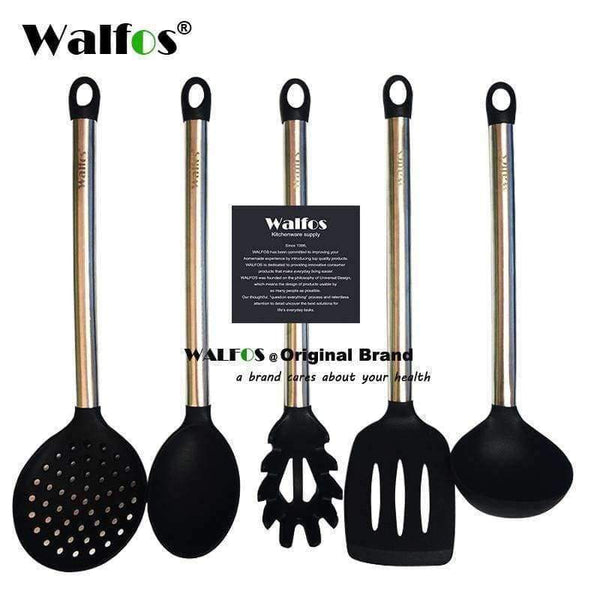 Planet Gates Kitchen Dining & Bar 100% FOOD GRADE silicone cooking spoon soup ladle-egg spatula turner kitchen tools Stainless Steel Cooking Utensil Set