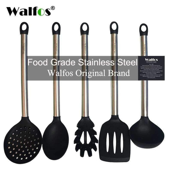 Planet Gates Kitchen Dining & Bar 100% FOOD GRADE silicone cooking spoon soup ladle-egg spatula turner kitchen tools Stainless Steel Cooking Utensil Set