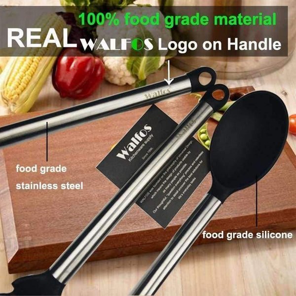 Planet Gates Kitchen Dining & Bar 100% FOOD GRADE silicone cooking spoon soup ladle-egg spatula turner kitchen tools Stainless Steel Cooking Utensil Set