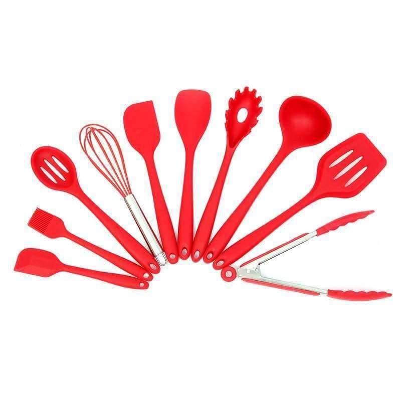 Planet Gates Kitchen Dining & Bar 10pcs Black Kitchen Silicone Cooking Tools Set Utensils Spoon Spatula Ladle Egg Beaters Cuisine Nonstick Gadgets Accessories Supplies Items