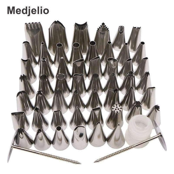 Planet Gates Kitchen Dining & Bar 110PCS Cake Flower Leaves Grass Decorating Baits Baking Pastry Icing Piping Tips Russia Nozzles 2 Pastry Nail 1 Coupler