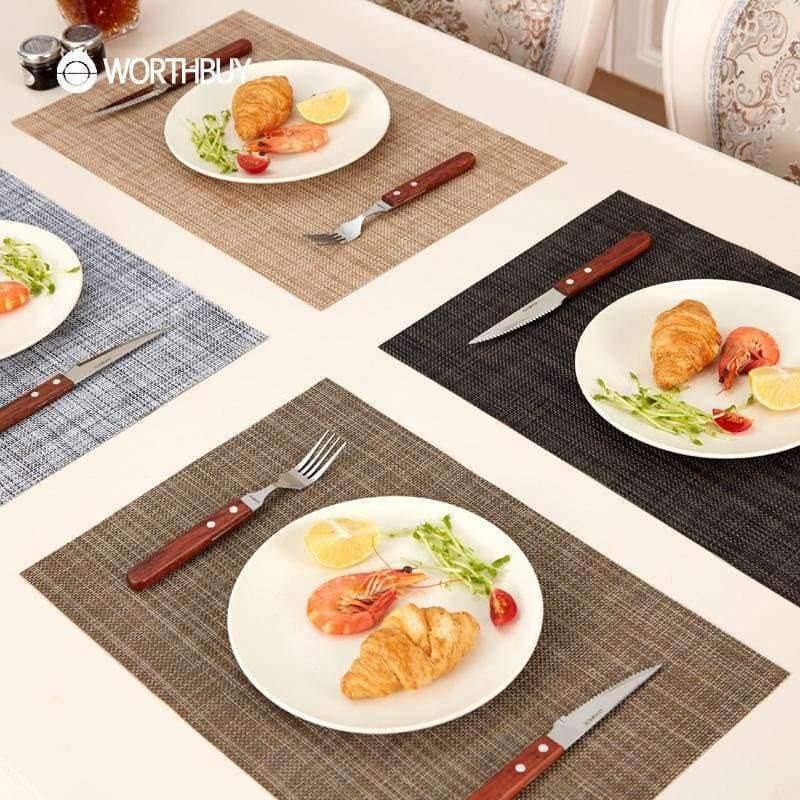 Planet Gates Kitchen Dining & Bar 4 Pcs PVC Placemat Non-Slip Plastic Table Mat Water-proof Dining Place Mats Plate Dish Pads Coaster Kitchen Accessories