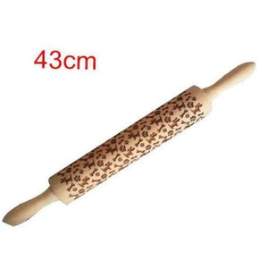 Planet Gates Kitchen Dining & Bar 43cm Bone 43cm Christmas Embossing Rolling Pin Engraved Carved Wood Embossed Rolling Pin Snowflake Reindeer baking
