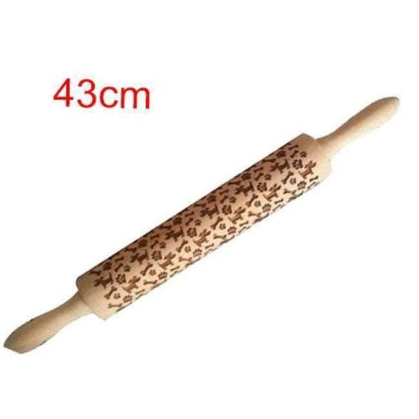 Planet Gates Kitchen Dining & Bar 43cm Bone 43cm Christmas Embossing Rolling Pin Engraved Carved Wood Embossed Rolling Pin Snowflake Reindeer baking