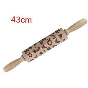 Planet Gates Kitchen Dining & Bar 43cm  Gift 43cm Christmas Embossing Rolling Pin Engraved Carved Wood Embossed Rolling Pin Snowflake Reindeer baking
