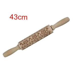 Planet Gates Kitchen Dining & Bar 43cm Reindeer 43cm Christmas Embossing Rolling Pin Engraved Carved Wood Embossed Rolling Pin Snowflake Reindeer baking