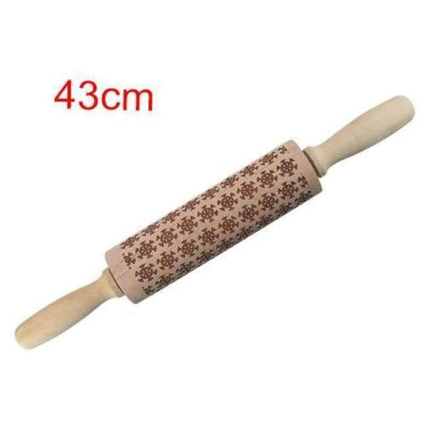 Planet Gates Kitchen Dining & Bar 43cm Small Snowflake 43cm Christmas Embossing Rolling Pin Engraved Carved Wood Embossed Rolling Pin Snowflake Reindeer baking
