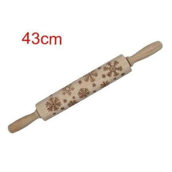 Planet Gates Kitchen Dining & Bar 43cm Snowflake 43cm Christmas Embossing Rolling Pin Engraved Carved Wood Embossed Rolling Pin Snowflake Reindeer baking