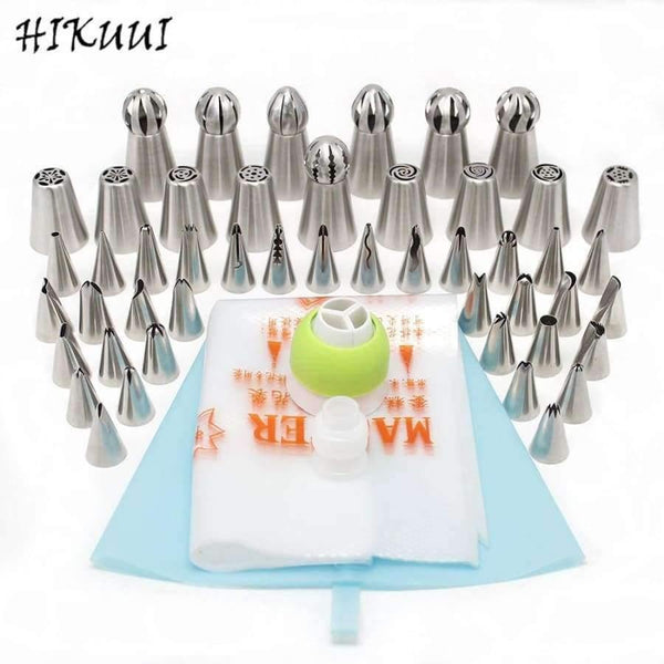 Planet Gates Kitchen Dining & Bar 48pcs/set Russian Pastry Nozzles Bobby Skirt Icing Piping Tips Set Stainless Steel Kitchen Baking Cake Decorating Tools