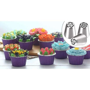 Planet Gates Kitchen Dining & Bar 48pcs/set Russian Pastry Nozzles Bobby Skirt Icing Piping Tips Set Stainless Steel Kitchen Baking Cake Decorating Tools