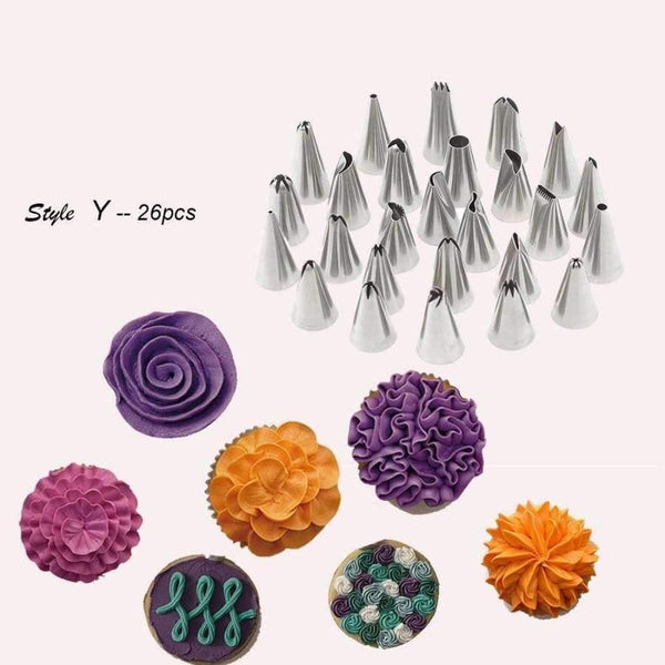 Planet Gates Kitchen Dining & Bar 48pcs/set Russian Pastry Nozzles Bobby Skirt Icing Piping Tips Set Stainless Steel Kitchen Baking Cake Decorating Tools