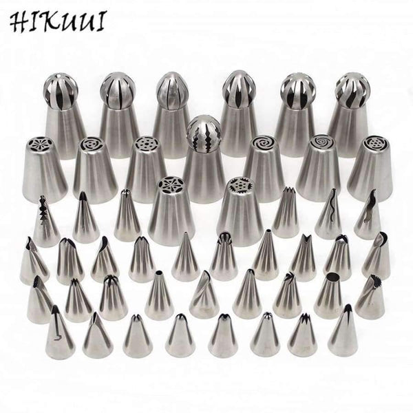 Planet Gates Kitchen Dining & Bar 48pcs/set Russian Pastry Nozzles Bobby Skirt Icing Piping Tips Set Stainless Steel Kitchen Baking Cake Decorating Tools