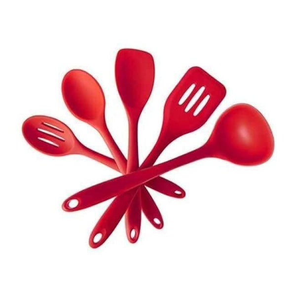 Planet Gates Kitchen Dining & Bar 5pcs Red A Kitchen Silicone Cooking Tools Set Utensils Spoon Spatula Ladle Egg Beaters Cuisine Nonstick Gadgets Accessories Supplies Items