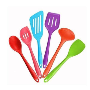 Planet Gates Kitchen Dining & Bar 6pcs Colorful Kitchen Silicone Cooking Tools Set Utensils Spoon Spatula Ladle Egg Beaters Cuisine Nonstick Gadgets Accessories Supplies Items