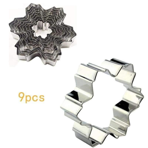 Planet Gates Kitchen Dining & Bar 9pcs Christmas Cookie Cutter Tools Aluminium Alloy Snowflake Shaped Holiday Biscuit Mold Kitchen Cake Decorating Tool
