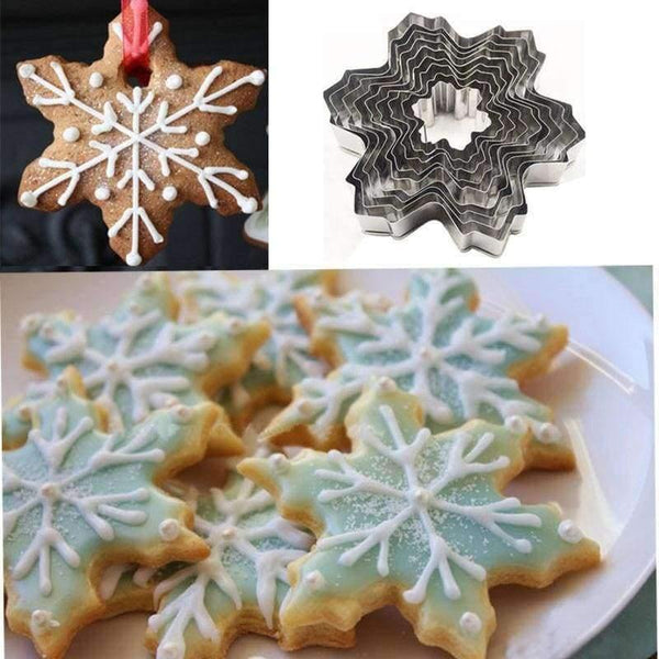 Planet Gates Kitchen Dining & Bar 9pcs Christmas Cookie Cutter Tools Aluminium Alloy Snowflake Shaped Holiday Biscuit Mold Kitchen Cake Decorating Tool