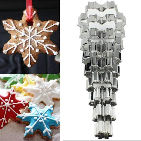 Planet Gates Kitchen Dining & Bar 9pcs Christmas Cookie Cutter Tools Aluminium Alloy Snowflake Shaped Holiday Biscuit Mold Kitchen Cake Decorating Tool