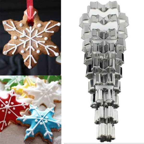 Planet Gates Kitchen Dining & Bar 9pcs Christmas Cookie Cutter Tools Aluminium Alloy Snowflake Shaped Holiday Biscuit Mold Kitchen Cake Decorating Tool