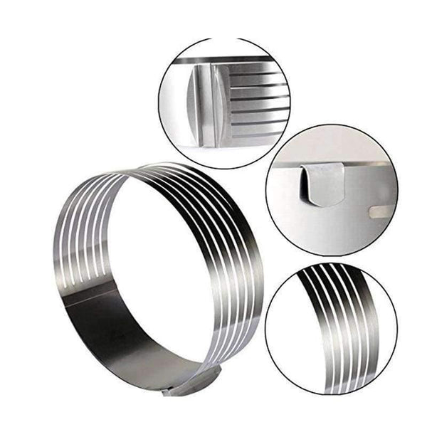 Planet Gates Kitchen Dining & Bar Adjustable 15-20cm Stainless Steel Layer Cake Slicer Retractable Circular Cake Mold Ring Mousse Mould Baking Tool BK050