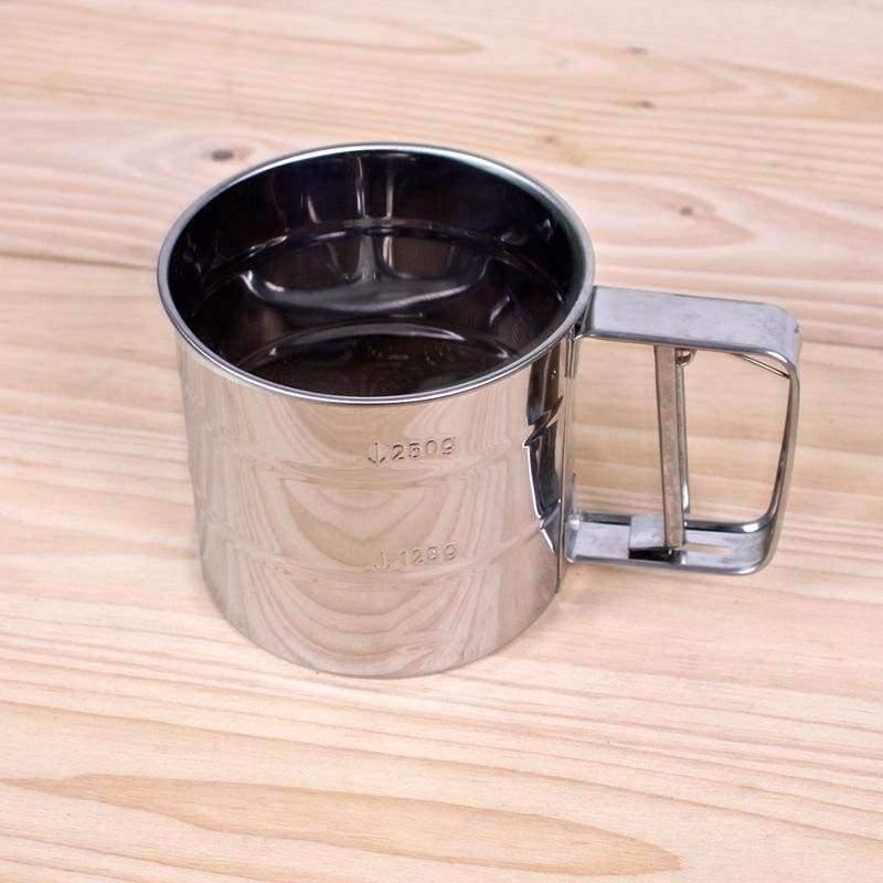 Planet Gates Kitchen Dining & Bar Hand Pressed Stainless Steel Trumpet Sieve Bakeware Manual Cup Semi-automatic Flour Sieve Cake Baking Tool