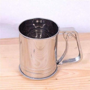 Planet Gates Kitchen Dining & Bar Hand Pressed Stainless Steel Trumpet Sieve Bakeware Manual Cup Semi-automatic Flour Sieve Cake Baking Tool
