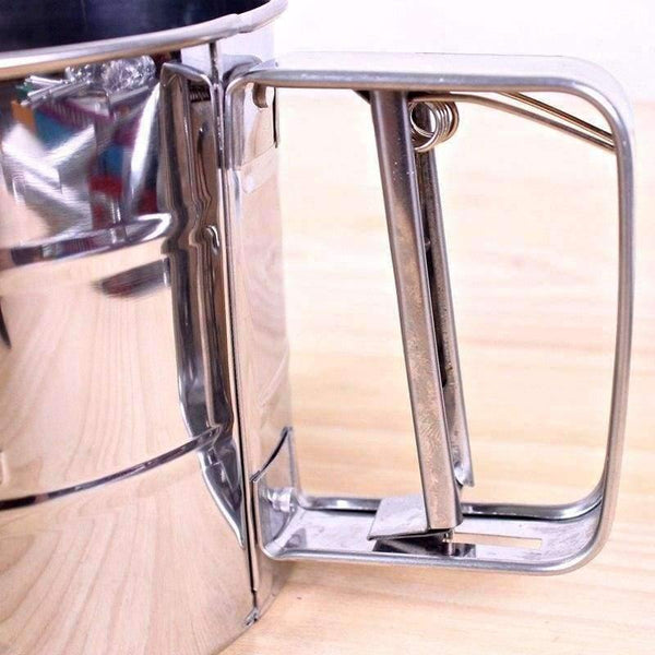 Planet Gates Kitchen Dining & Bar Hand Pressed Stainless Steel Trumpet Sieve Bakeware Manual Cup Semi-automatic Flour Sieve Cake Baking Tool