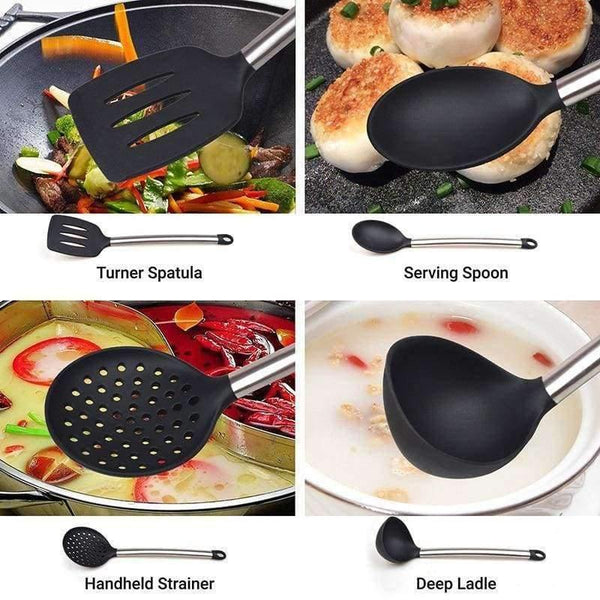 Planet Gates Kitchen Dining & Bar Russian Federation / 8 Piece of set 6 & 8 Pieces Super Sturdy Cooking Utensils Set & Non Stick Silicone Tips For Pots and Pans, Kitchen Utensils by Leeseph