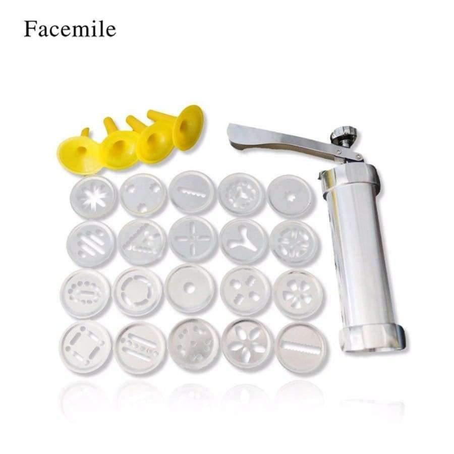 Planet Gates Kitchen Dining & Bar Stainless Steel Cookie Embossing Press Gun Biscuit Maker Making Decorating Gun Wilton Cake Tips Kit