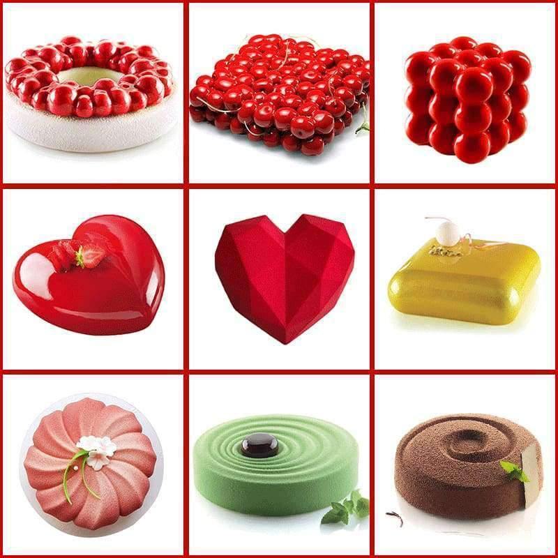 Planet Gates Kitchen Dining & Bar Style 18 Cake Decorating Mold 3D Silicone Molds Baking Tools For Heart Round Cakes Chocolate Brownie Mousse Make Dessert Pan
