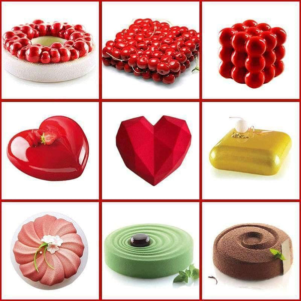 Planet Gates Kitchen Dining & Bar Style 18 Cake Decorating Mold 3D Silicone Molds Baking Tools For Heart Round Cakes Chocolate Brownie Mousse Make Dessert Pan