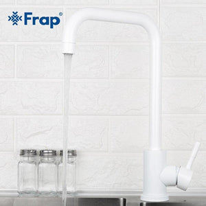 Planet Gates Kitchen Faucet 360 Rotate White Mixer Faucet for Kitchen 304 Stainless Steel Hot & Cold Deck Mounted Crane for Sink Y40083