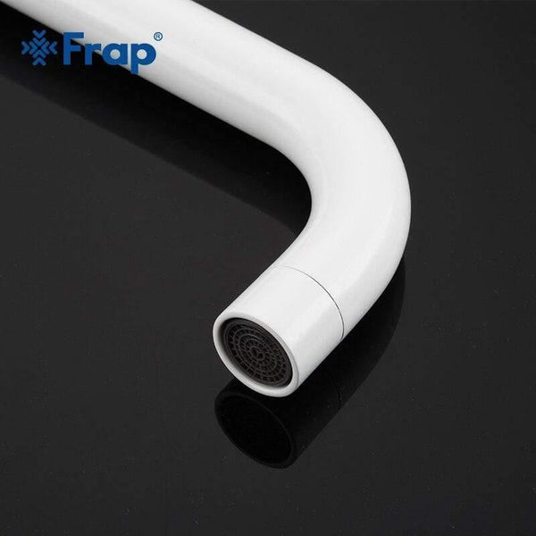 Planet Gates Kitchen Faucet 360 Rotate White Mixer Faucet for Kitchen 304 Stainless Steel Hot & Cold Deck Mounted Crane for Sink Y40083