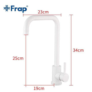 Planet Gates Kitchen Faucet 360 Rotate White Mixer Faucet for Kitchen 304 Stainless Steel Hot & Cold Deck Mounted Crane for Sink Y40083