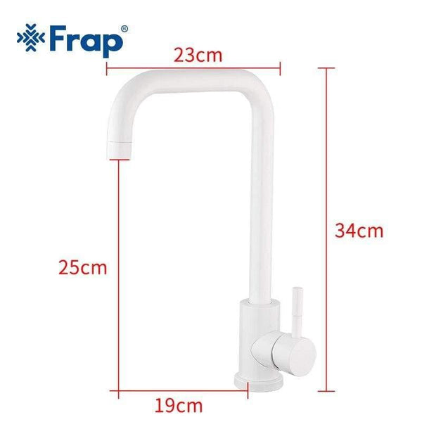 Planet Gates Kitchen Faucet 360 Rotate White Mixer Faucet for Kitchen 304 Stainless Steel Hot & Cold Deck Mounted Crane for Sink Y40083