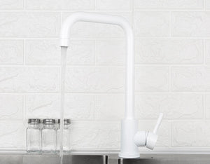 Planet Gates Kitchen Faucet 360 Rotate White Mixer Faucet for Kitchen 304 Stainless Steel Hot & Cold Deck Mounted Crane for Sink Y40083