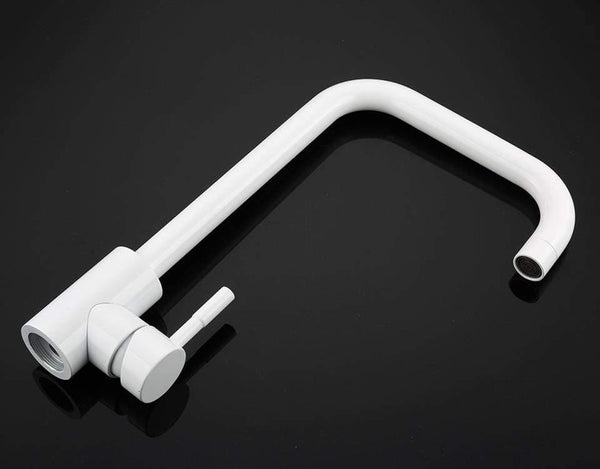 Planet Gates Kitchen Faucet 360 Rotate White Mixer Faucet for Kitchen 304 Stainless Steel Hot & Cold Deck Mounted Crane for Sink Y40083