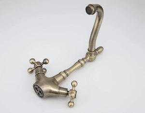 Planet Gates Kitchen Faucets Antique Brass Bathroom Sink Faucet Spout Double Cross Handle 360 Degree Swivel Bath Basin Mixer Tap F4019-4